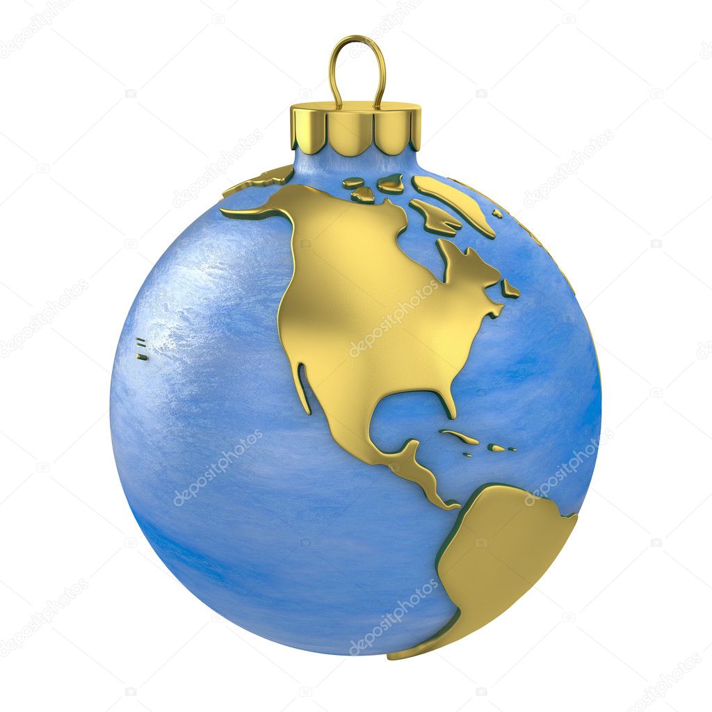 Christmas ball shaped as globe or planet,North America part