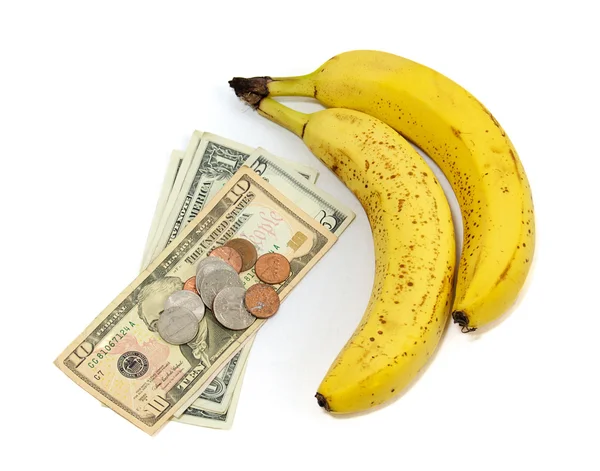 돈으로 바나나 과일 — 스톡 사진