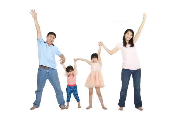 Feliz asiático família isolado no branco fundo — Fotografia de Stock