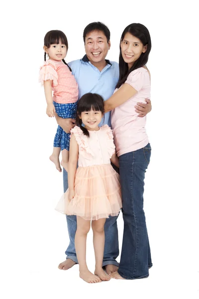 Happy family stand together and isolated — Stock Photo, Image