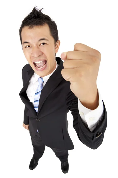 Happy and excited businessman with fist — Stock Photo, Image