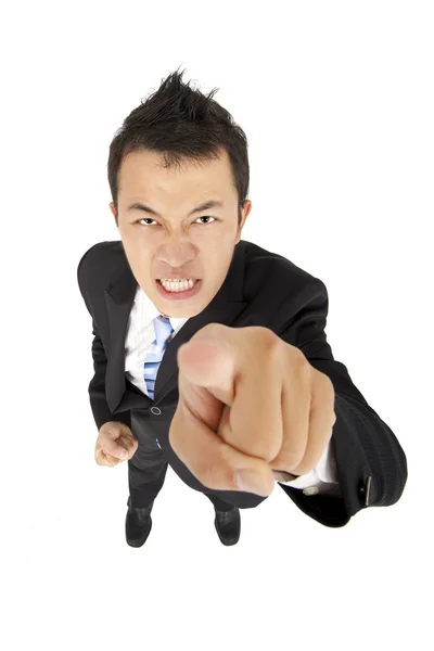 Homme d'affaires en colère vous montrant du doigt — Photo