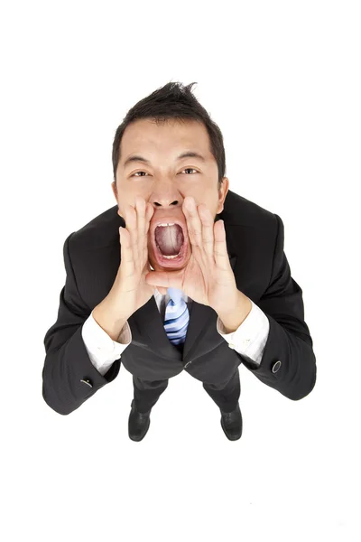 Empresário animado com gritos — Fotografia de Stock