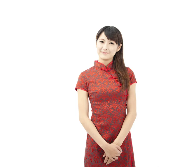 Chinese young woman and traditional clothing cheongsam — Stock Photo, Image