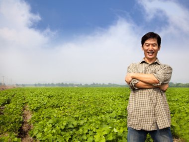 Success asian middle-aged farmer clipart