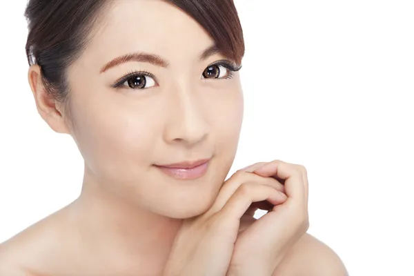 Primer plano retrato de joven asiático hermosa mujer 's cara — Foto de Stock