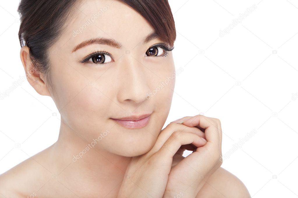 Close up portrait of young asian beautiful woman's face