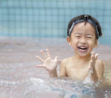 Happy kid in the water clipart