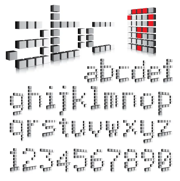 Шрифт 3D куба: маленькі літери — стоковий вектор
