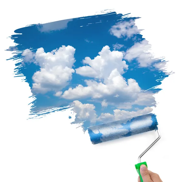 स्वच्छ आकाश / पारिस्थितिकी परिणाम पेंटिंग / सफेद पर अलग — स्टॉक फ़ोटो, इमेज