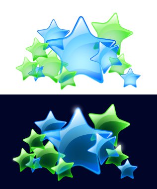 Vector Stars with transparency / easy use on white or black back clipart