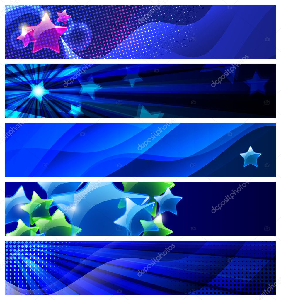 Set of five stars banners / vector / modern backgrounds