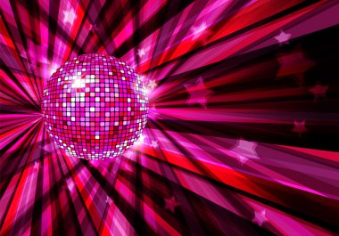 Disco Ball vector background with rays and stars / eps10 clipart