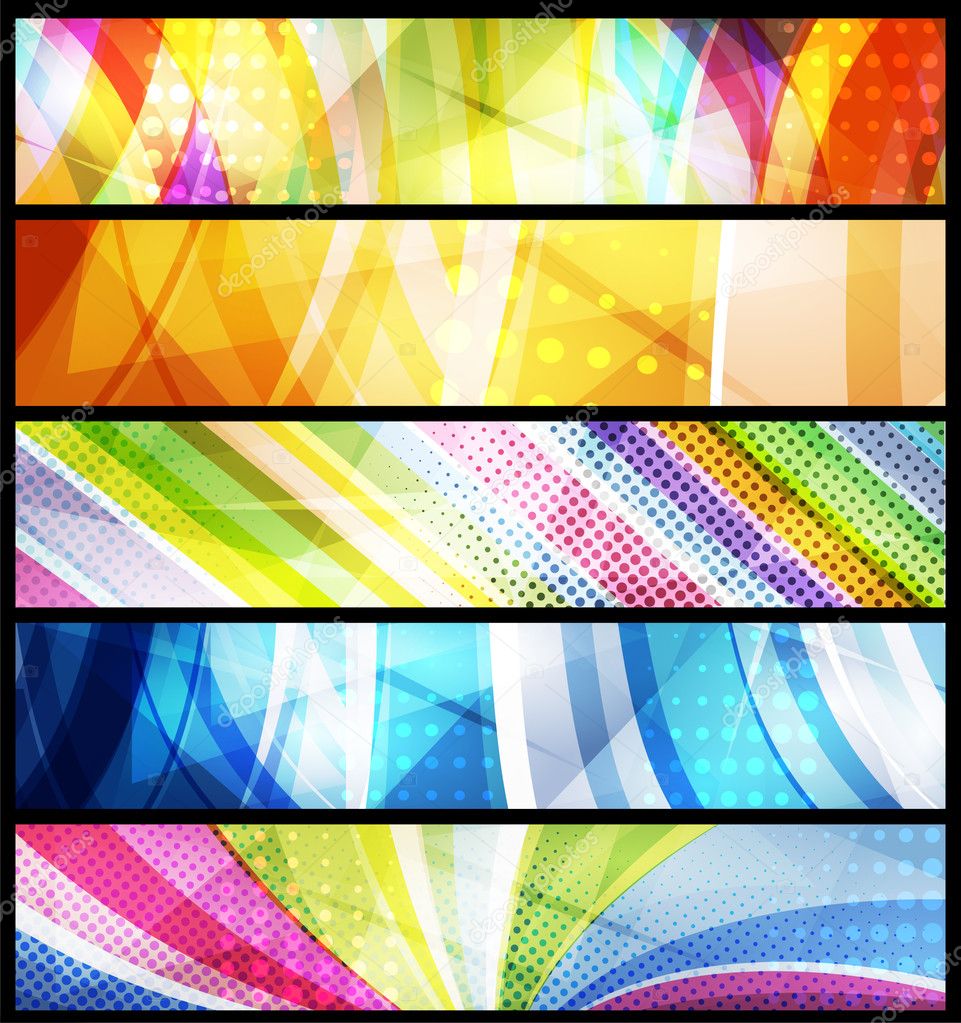 Set of five abstract banners / vector / modern backgrounds