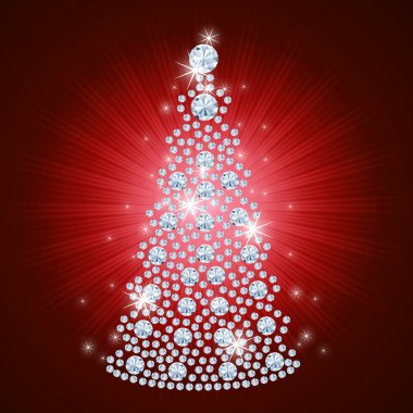 Diamond Christmas Tree / Holiday background / art-illustration clipart