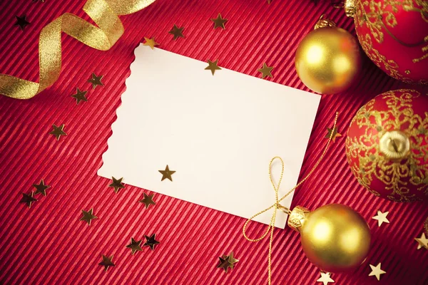 Biglietti natalizi / con spazio copia / rosso e oro — Foto Stock