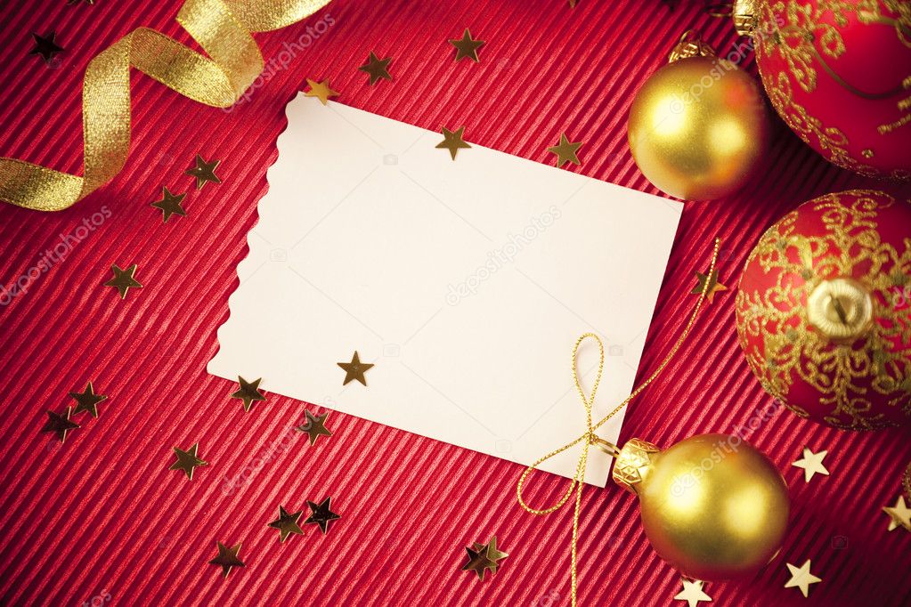 Christmas cards / with copy space / red and gold