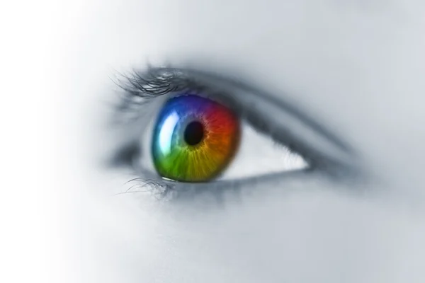 Veelkleurige jonge oog macro — Stockfoto