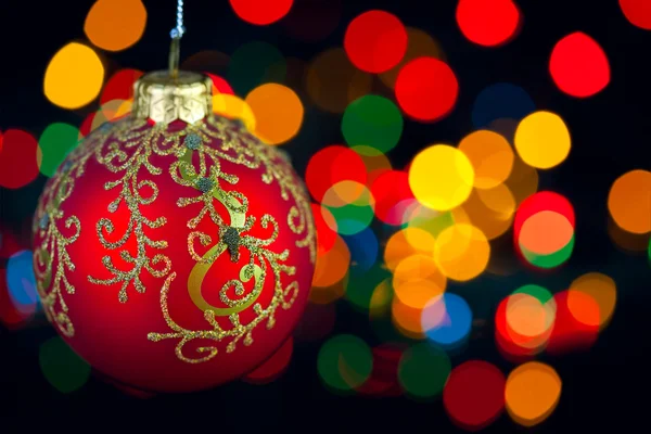 Vánoční dekorace na rozostřené světla pozadí — Stock fotografie