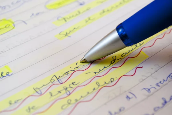 Ballpoint pen and writing — Stock Photo, Image