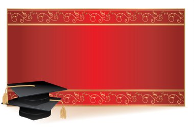 Graduation invitation card with mortars clipart