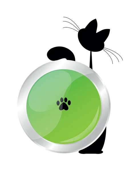 Cat and button — Stock Vector