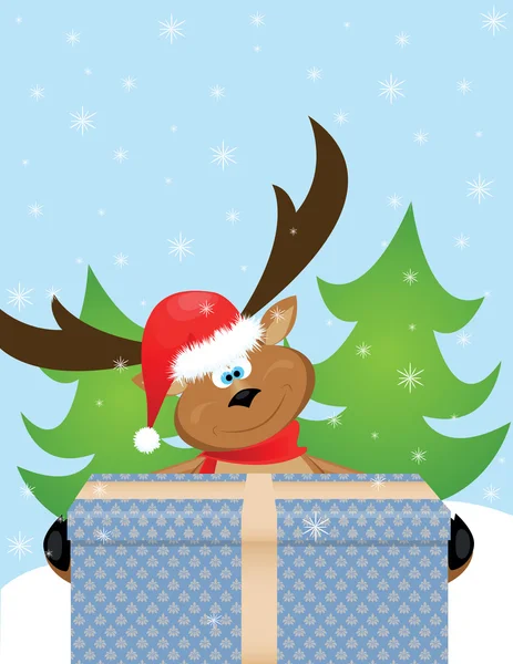 驯鹿与圣诞老人帽子 — 图库矢量图片