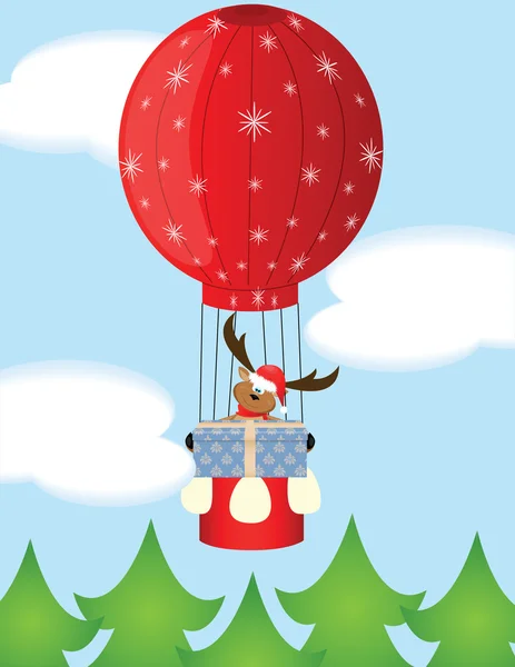 Renne avec chapeau de Père Noël — Image vectorielle