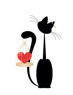 Cat and heart clipart