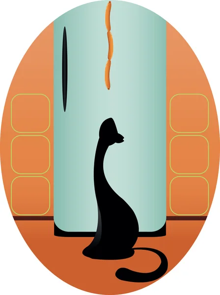 Cat and sausages — Stock Vector