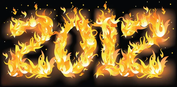 2012 año nuevo en el fuego, ilustración de vectores — Vector de stock