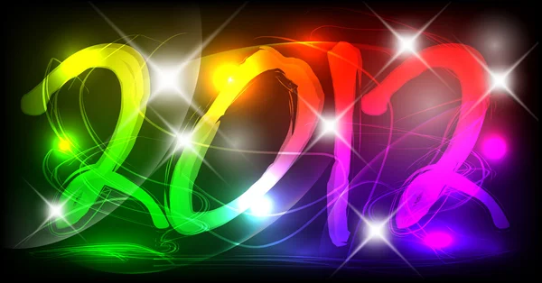 Neon 2012 nytt år, vektor illustration — Stock vektor