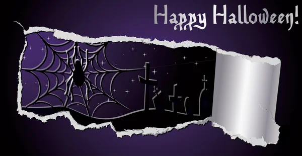 Halloween banner met spiderweb, vectorillustratie — Stockvector