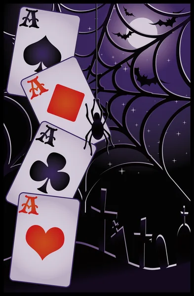 ハロウィーンの火かき棒カード、ベクトル イラスト — ストックベクタ