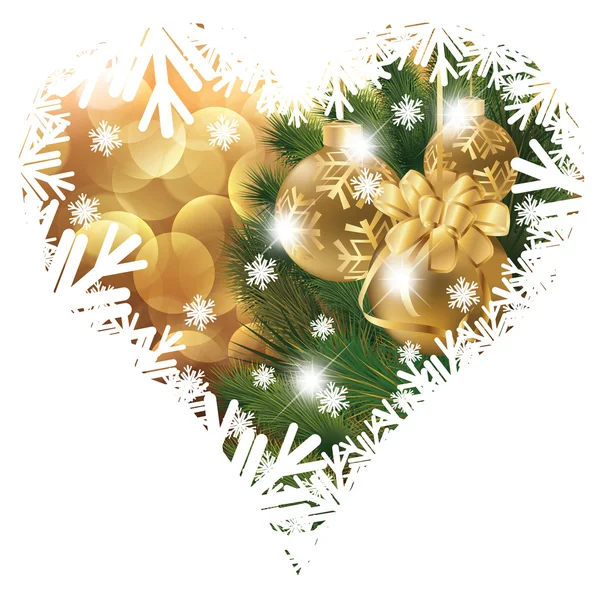 Cartão de Natal com bolas douradas, ilustração vetorial — Vetor de Stock