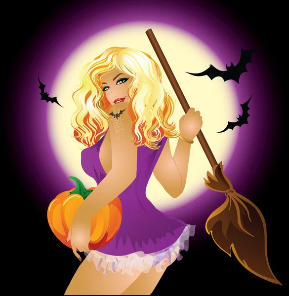 Sexy witch, vector illustration — Stock Vector