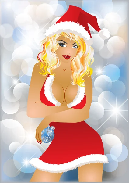 Sexy santa girl, vector illustration — Stock Vector