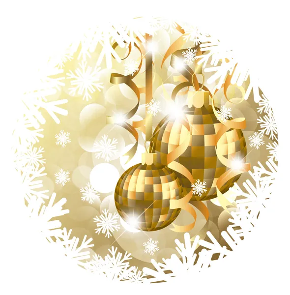Goldenes Weihnachtsbanner mit zwei Kugeln — Stockvektor