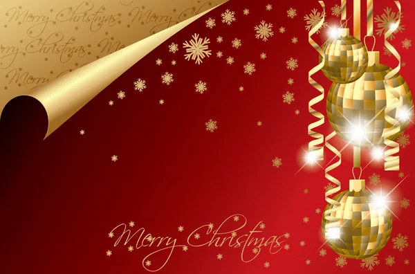 Kerst banner met gouden ballen — Stockvector