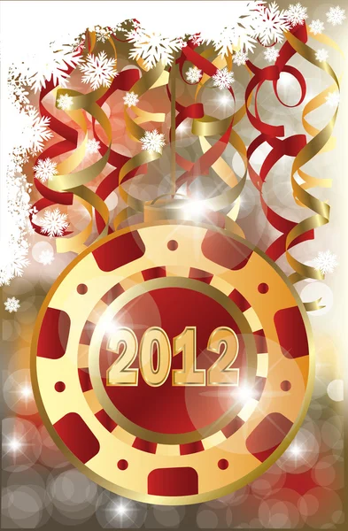 Neues Jahr 2012 Pokerchip — Stockvektor