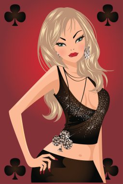 Poker clubs girl clipart