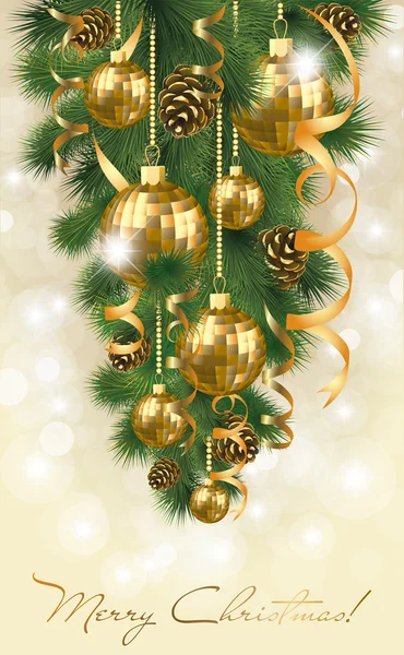 Karácsonyi arany kártya, vektoros illusztráció — Stock Vector