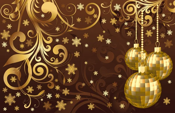 Altın Christmas card, vektör çizim — Stok Vektör