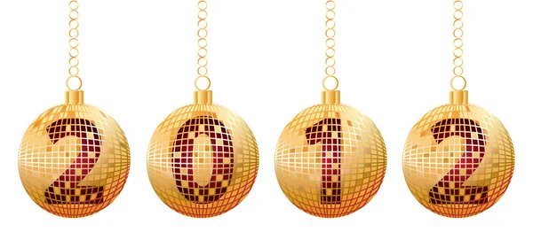 Новий 2012 рік золоті кульки. Векторна ілюстрація — стоковий вектор