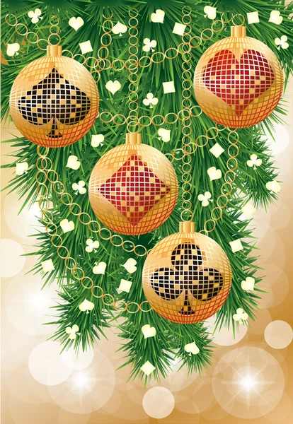 カジノ バナー ベクトルの火かき棒のクリスマス ボール — ストックベクタ