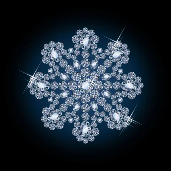 Copo de nieve de diamante, ilustración vectorial — Vector de stock