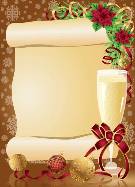 Christmas card with scroll, vector — Stock Vector