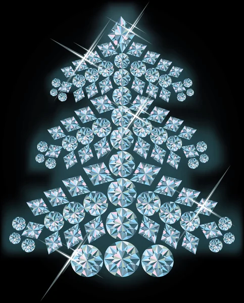 ダイヤモンドのクリスマス ツリー。ベクトル イラスト — ストックベクタ