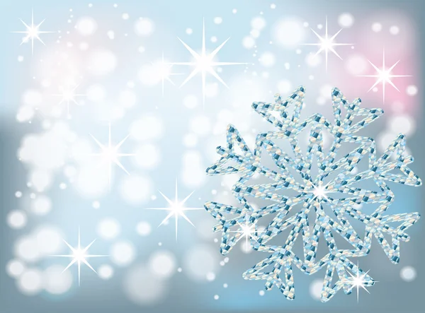 Biglietto invernale con fiocco di neve diamantato, illustrazione vettoriale — Vettoriale Stock
