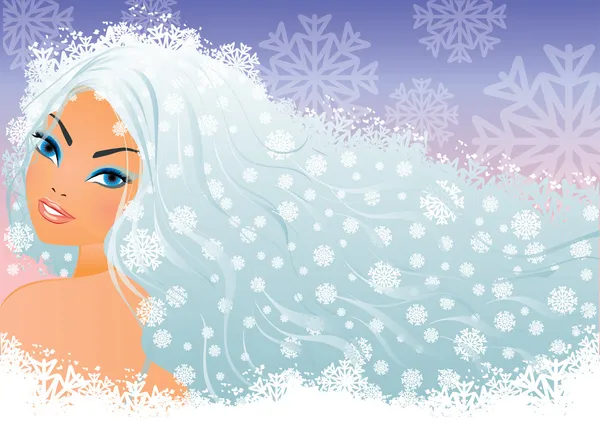 Banner menina de inverno, ilustração vetorial — Vetor de Stock